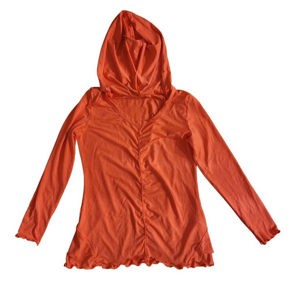 Calvin Klein Performance Quick Dry Hoodie Shirt Women's Medium Coral Stretchy